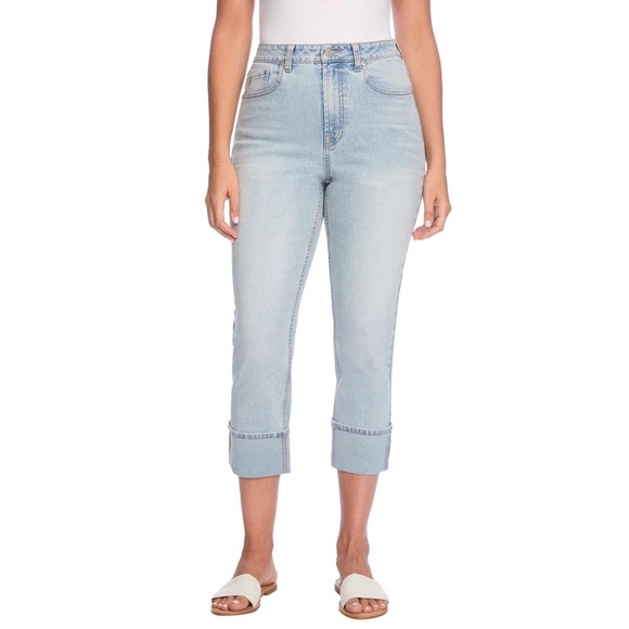 Frye Denim - Frye Women's Cuffed Crop Jeans, Stretch, High Rise, Light Blue, Size 14, NWT